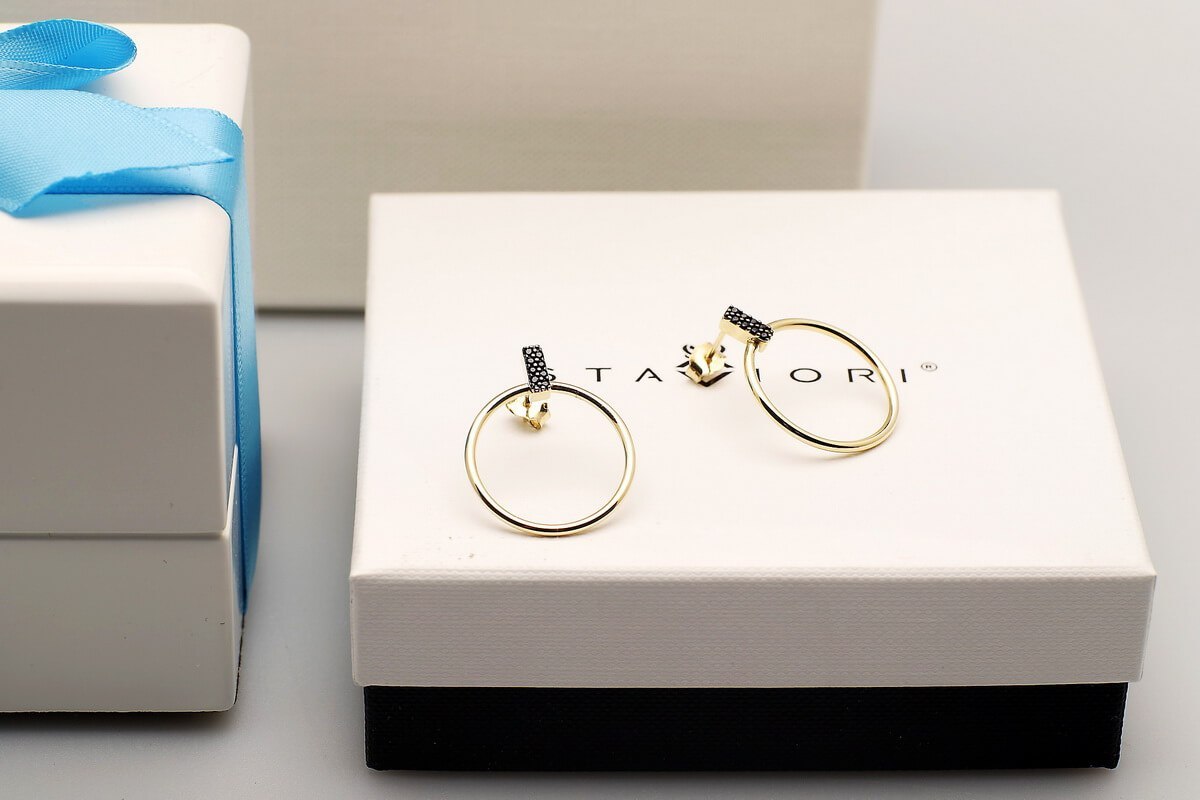 Stal kolczyki KXX6248 - Cyrkonia Czarna